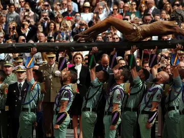 María Dolores de Cospedal en la procesión del Cristo de la Buena Muerte en Málaga María Dolores de Cospedal en la procesión del Cristo de la Buena Muerte en Málaga