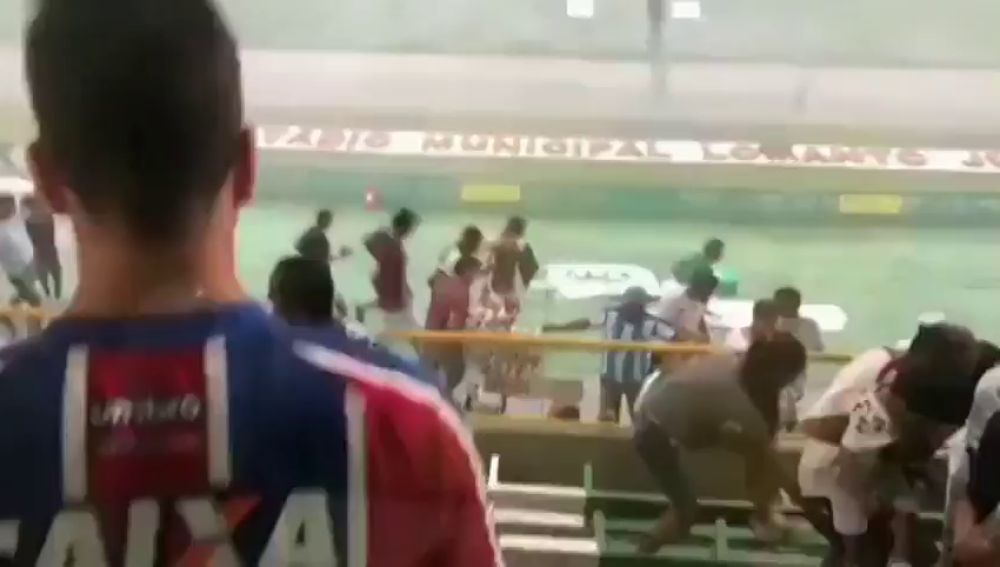 Inundación en un estadio de Brasil