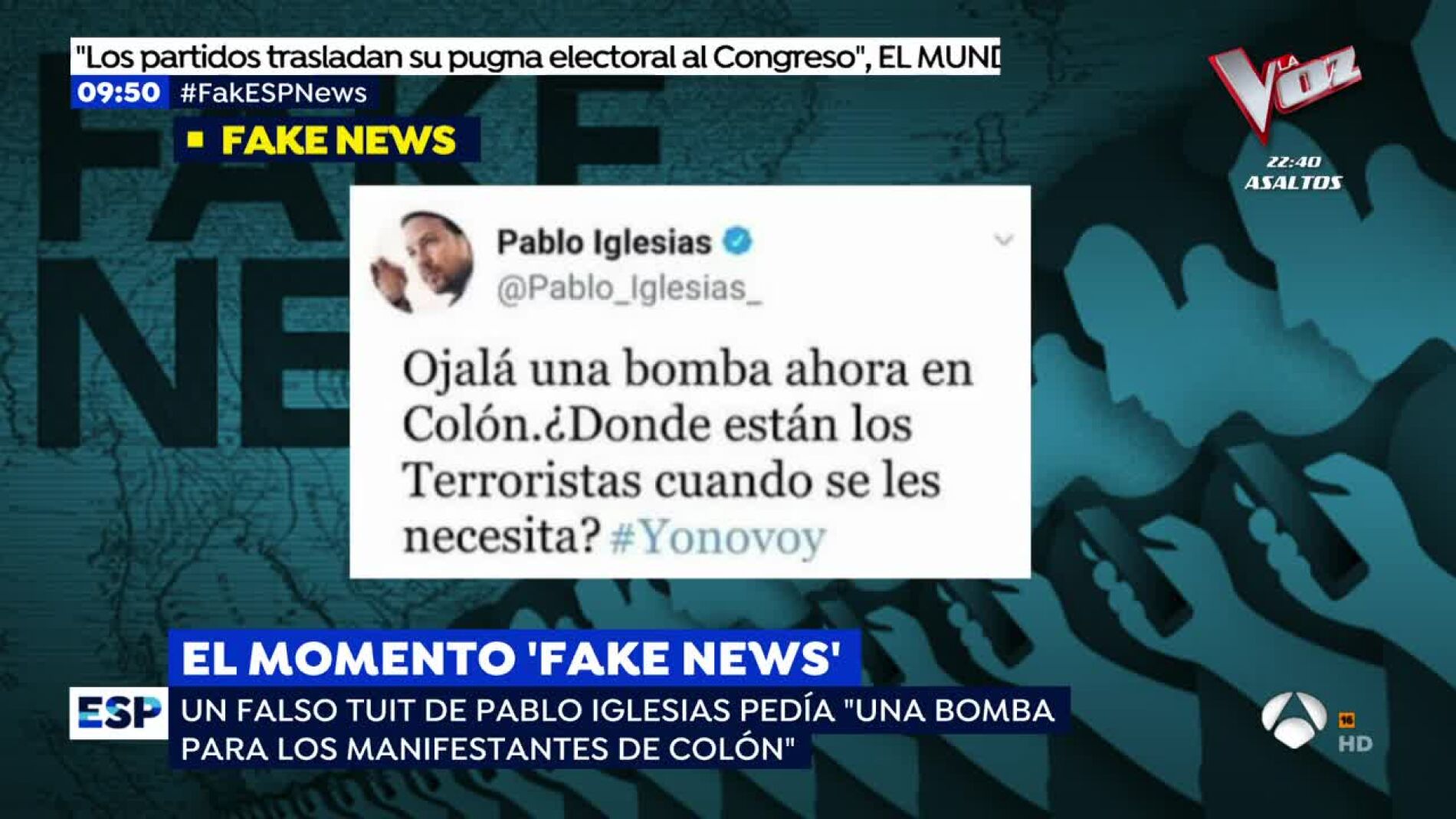 La 'fake new' sobre Pablo Iglesias.