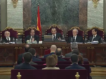 Vista de la sala donde se celebra el juicio del 'procés' en el Tribunal Supremo. Vista de la sala donde se celebra el juicio del 'procés' en el Tribunal Supremo.