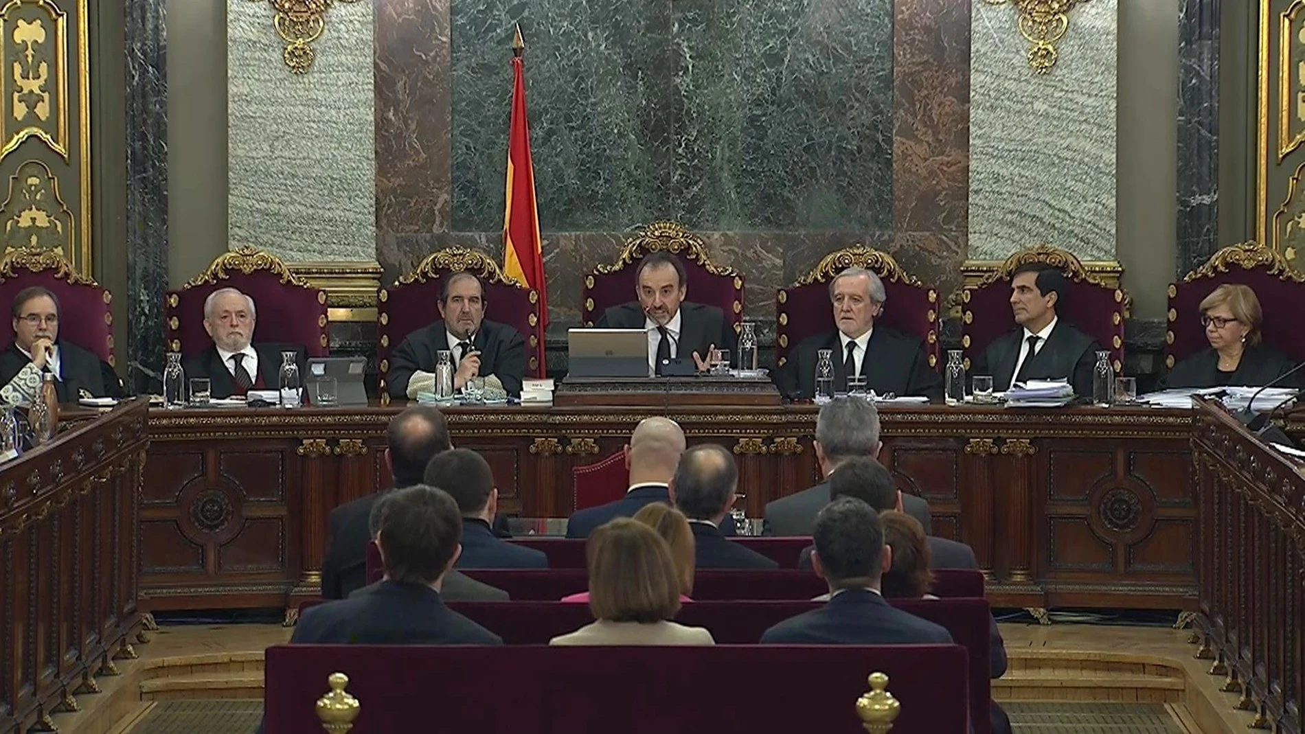 Vista de la sala donde se celebra el juicio del 'procés' en el Tribunal Supremo. Vista de la sala donde se celebra el juicio del 'procés' en el Tribunal Supremo.