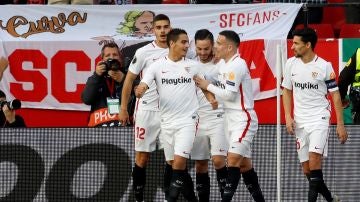 Ben Yedder celebra el 1-0 ante la Lazio