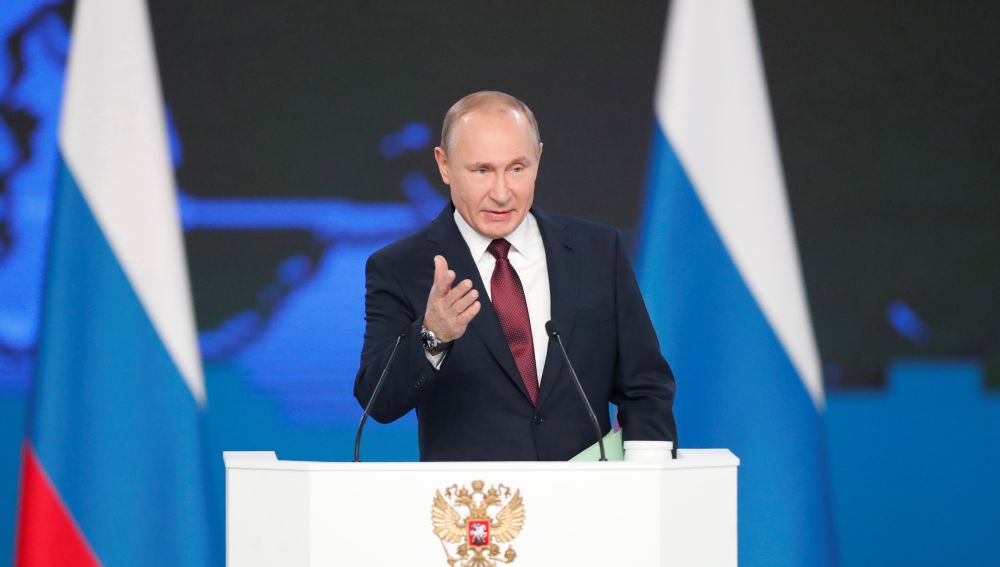 El presidente ruso, Vladimir Putin, presenta su informe anual sobre el estado de la nación ante el Parlamento en Moscú (Rusia).