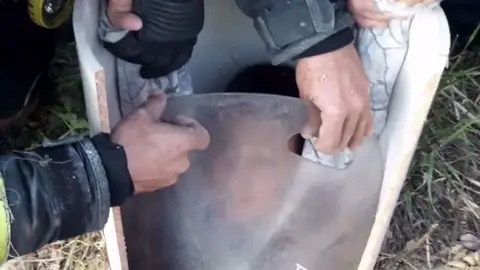 Imagen del rescate del niño de siete años atrapado en una arqueta de una obra en Cartagena, Murcia. Rescatan a un niño de 7 años atrapado en la arqueta de una obra sin tapar en Cartagena