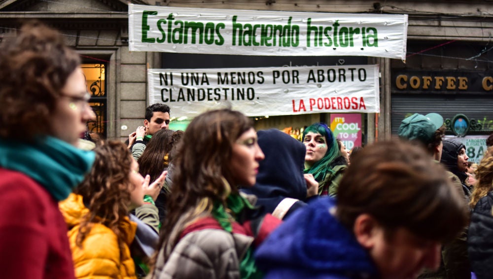 Protesta a favor del aborto en Argentina
