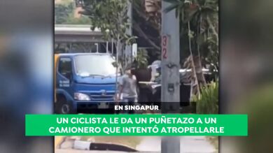 Un ciclista deja en el suelo de un puñetazo a un camionero que intentó atropellarle