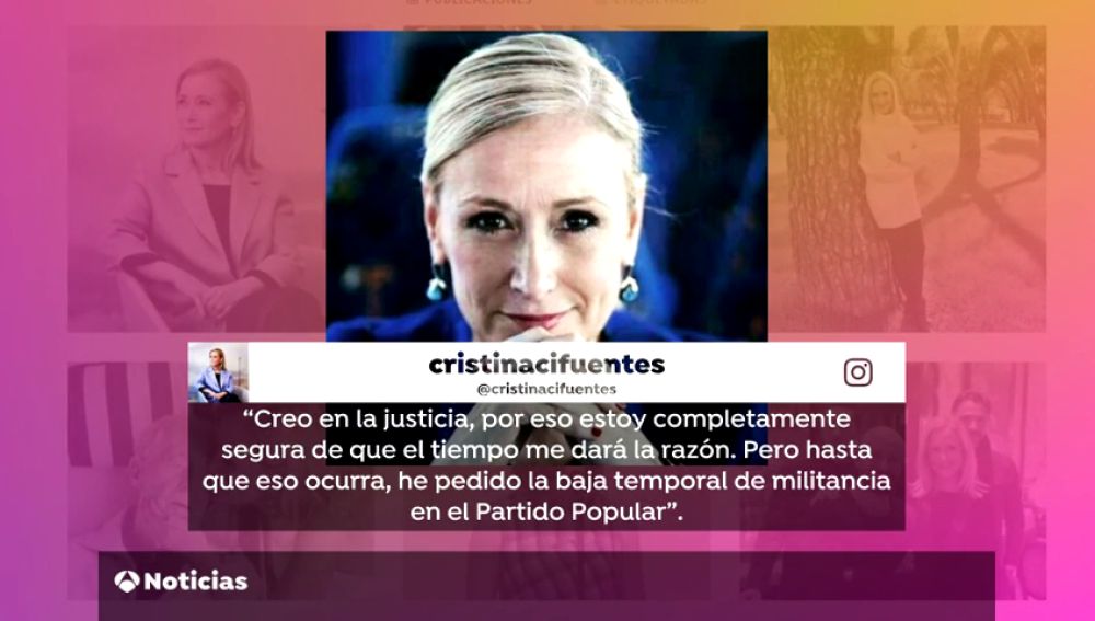 Cristina Cifuentes pide la baja temporal de militancia en el PP 