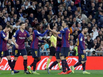 El Barcelona celebra un gol