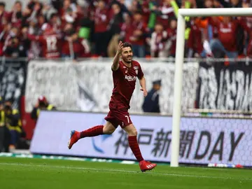 David Villa celebra un gol con el Vissel Kobe David Villa celebra un gol con el Vissel Kobe
