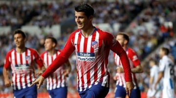 Álvaro Morata celebra un gol con el Atlético