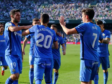 El Getafe celebra un gol El Getafe celebra un gol
