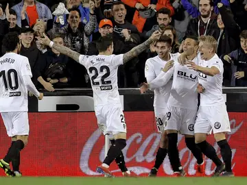 El Valencia celebra un gol El Valencia celebra un gol