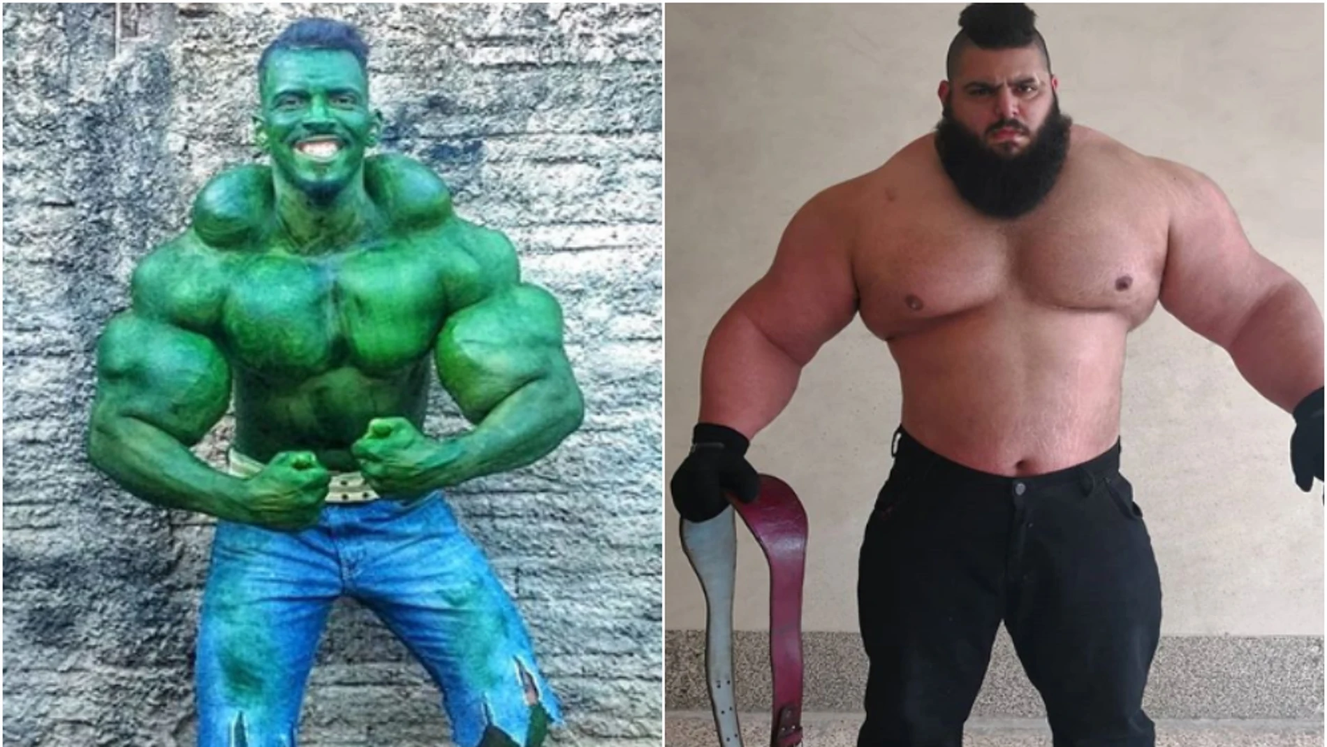 El 'Hulk' brasileño, Romario dos Santos Alves, y el 'Hulk iraní, Sajad Gharibi El 'Hulk' brasileño, Romario dos Santos Alves, y el 'Hulk iraní, Sajad Gharibi