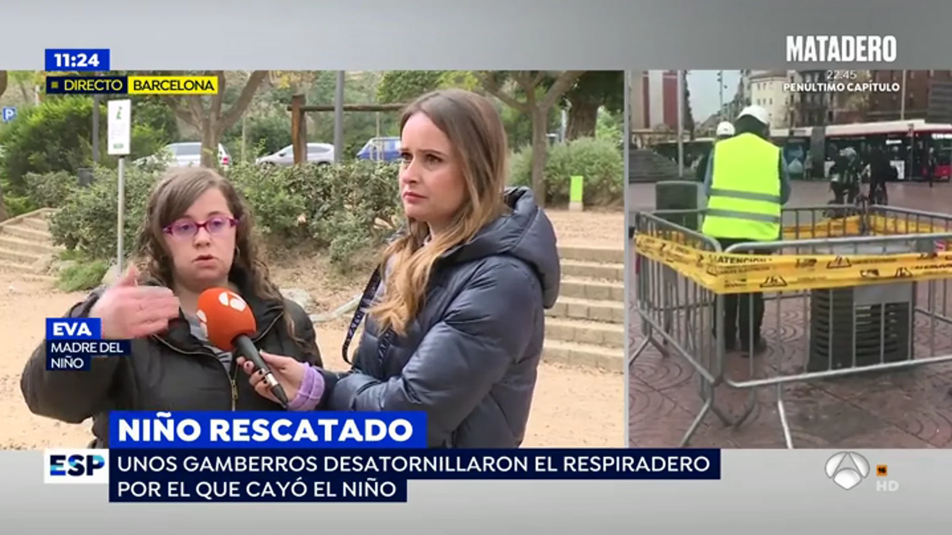 La madre del niño que cayó por un agujero en Barcelona