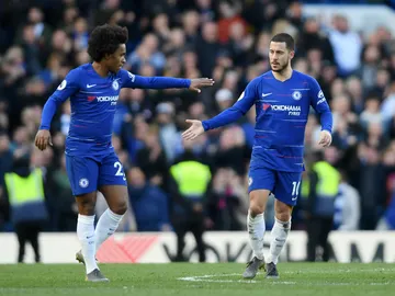 Hazard festeja un gol con el Chelsea Hazard festeja un gol con el Chelsea