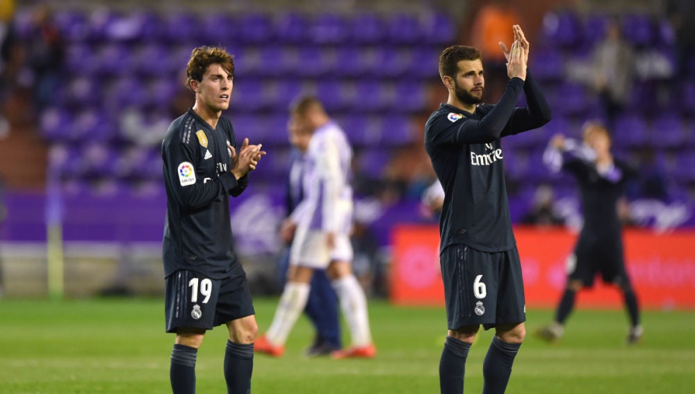 Nacho y Odriozola, tras el partido en Pucela