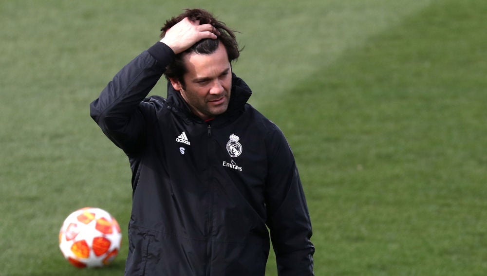 Solari, durante un entrenamiento del Real Madrid