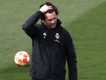 Solari, durante un entrenamiento del Real Madrid Solari, durante un entrenamiento del Real Madrid