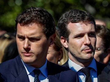 El presidente del PP, Pablo Casado, y el presidente de Ciudadanos, Albert Rivera