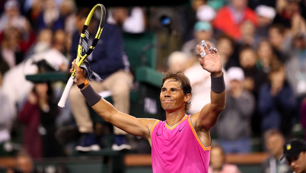 Nadal celebra su victoria ante Donaldson
