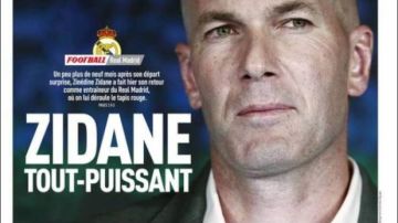 Portada de L'Équipe tras el nombramiento de Zidane como entrenador del Real Madrid