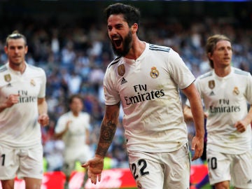 Isco celebra su gol con el Real Madrid