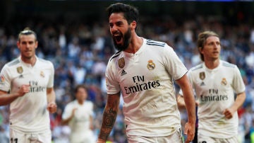 Isco celebra su gol con el Real Madrid