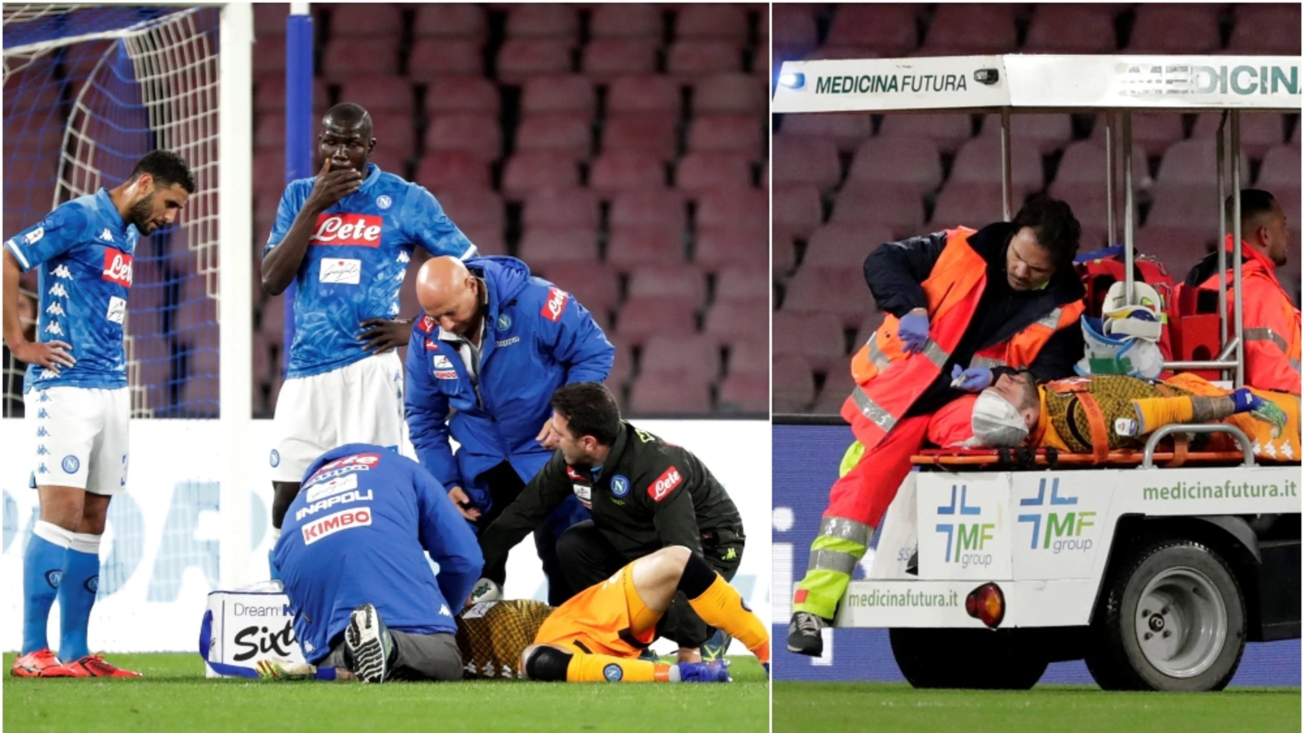 David Ospina se desmaya en el partido y se lo llevan en camilla David Ospina se desmaya en el partido y se lo llevan en camilla