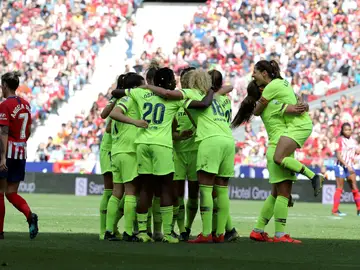 El Barcelona celebra un gol ante el Atlético El Barcelona celebra un gol ante el Atlético