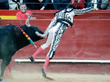 El diestro, Enrique Ponce, durante la cogida en la Plaza de Toros de Valencia El diestro, Enrique Ponce, durante la cogida en la Plaza de Toros de Valencia