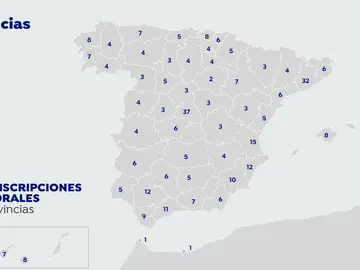 Mapa de las circunscripciones electorales en España Mapa de las circunscripciones electorales en España