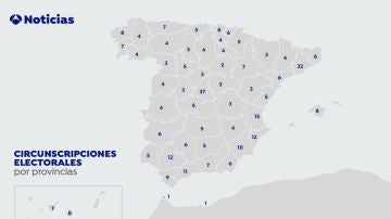 Mapa de las circunscripciones electorales en España