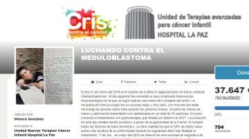 Captura de la petición en la Fundación Cris contra el cáncer