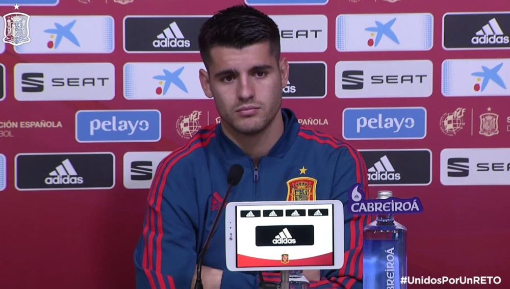 Álvaro Morata, en rueda de prensa en Las Rozas