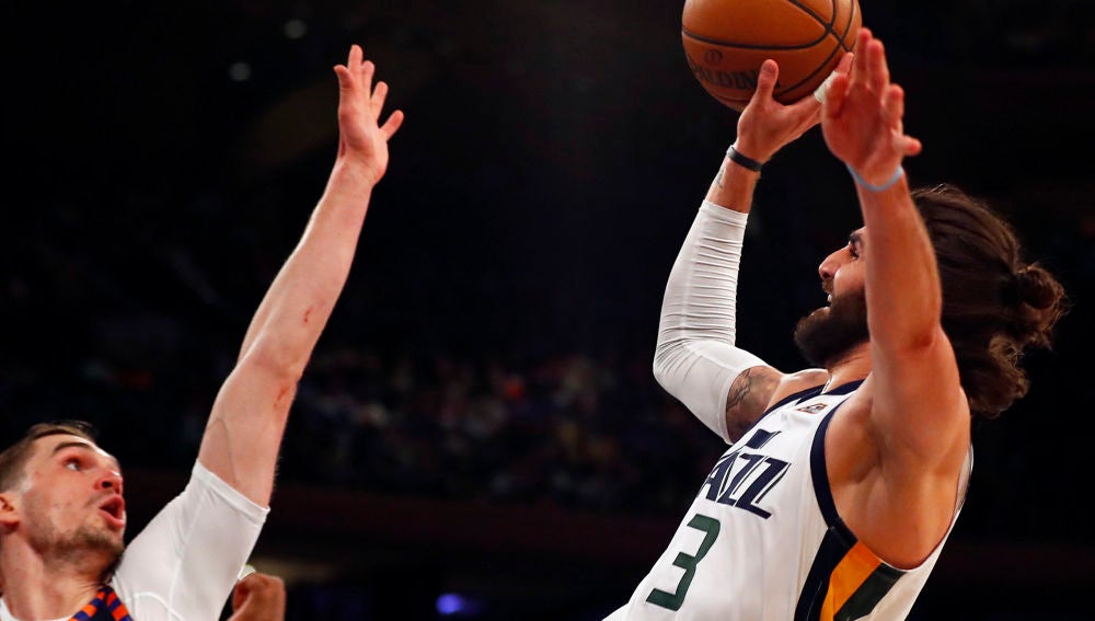 Ricky Rubio, en acción ante los Knicks en el Madison Square Garden