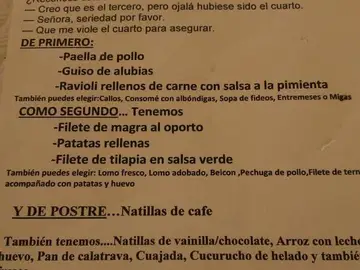 El menú en el que aparece el chiste El menú en el que aparece el chiste
