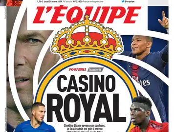 La portada de 'L'Equipe' con los planes del Real Madrid para el mercado de fichajes La portada de 'L'Equipe' con los planes del Real Madrid para el mercado de fichajes