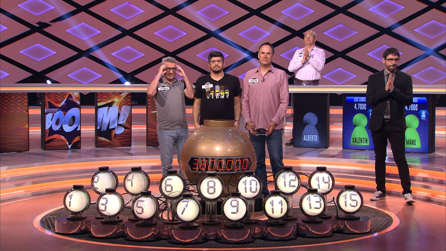 'Los Lobos', a dos preguntas del bote, dejan escapar una oportunidad &uacute;nica de ganar en '&iexcl;Boom!'