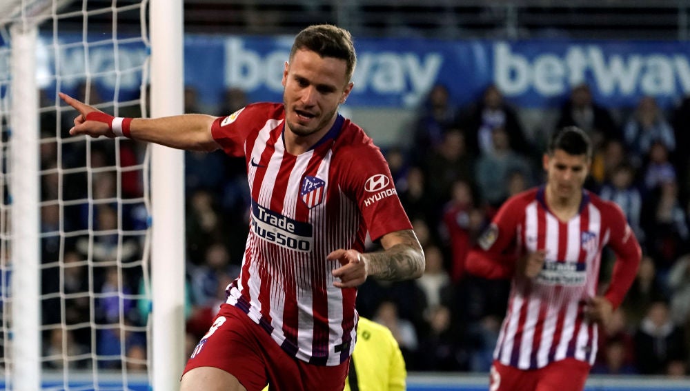 Saúl celebra su gol contra el Alavés