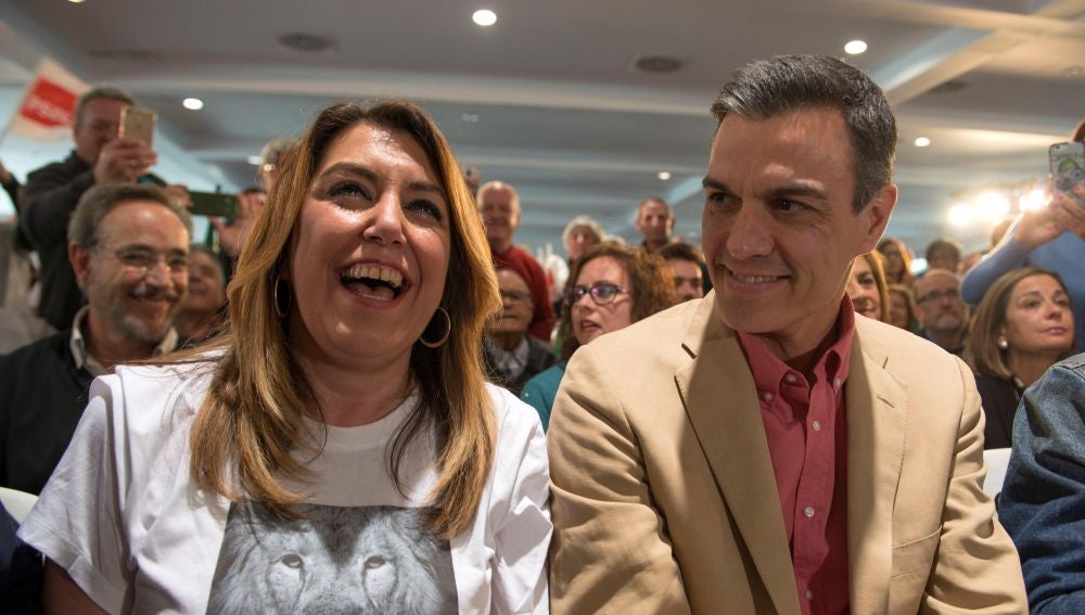 Pedro Sánchez y Susana Díaz en un acto electoral en Jaén 