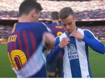 Messi y Pedrosa se cambian las camisetas