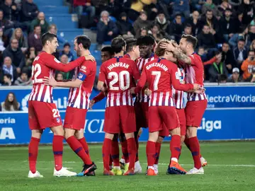 El Atlético celebra un gol El Atlético celebra un gol