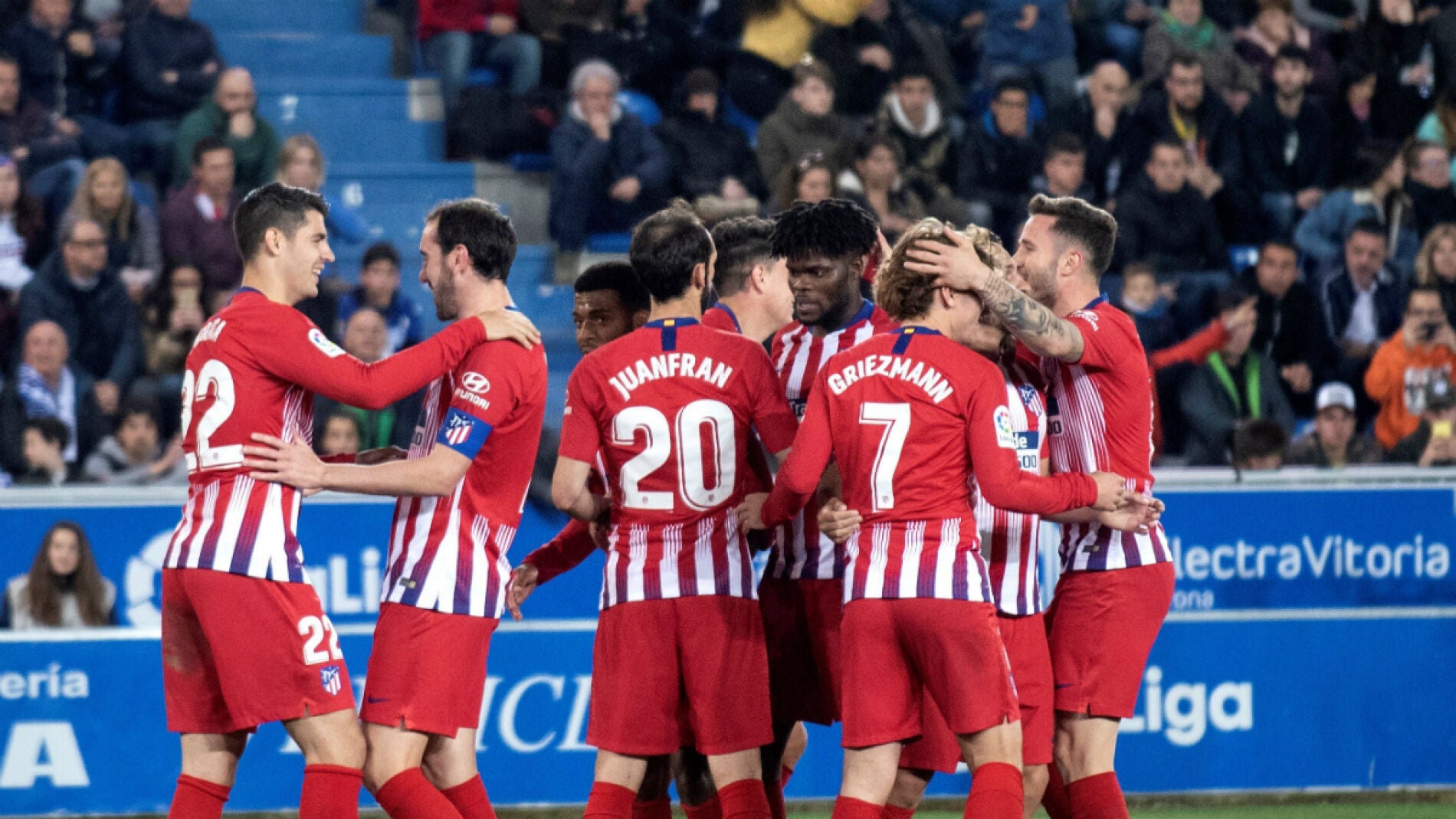 El Atl&eacute;tico celebra un gol