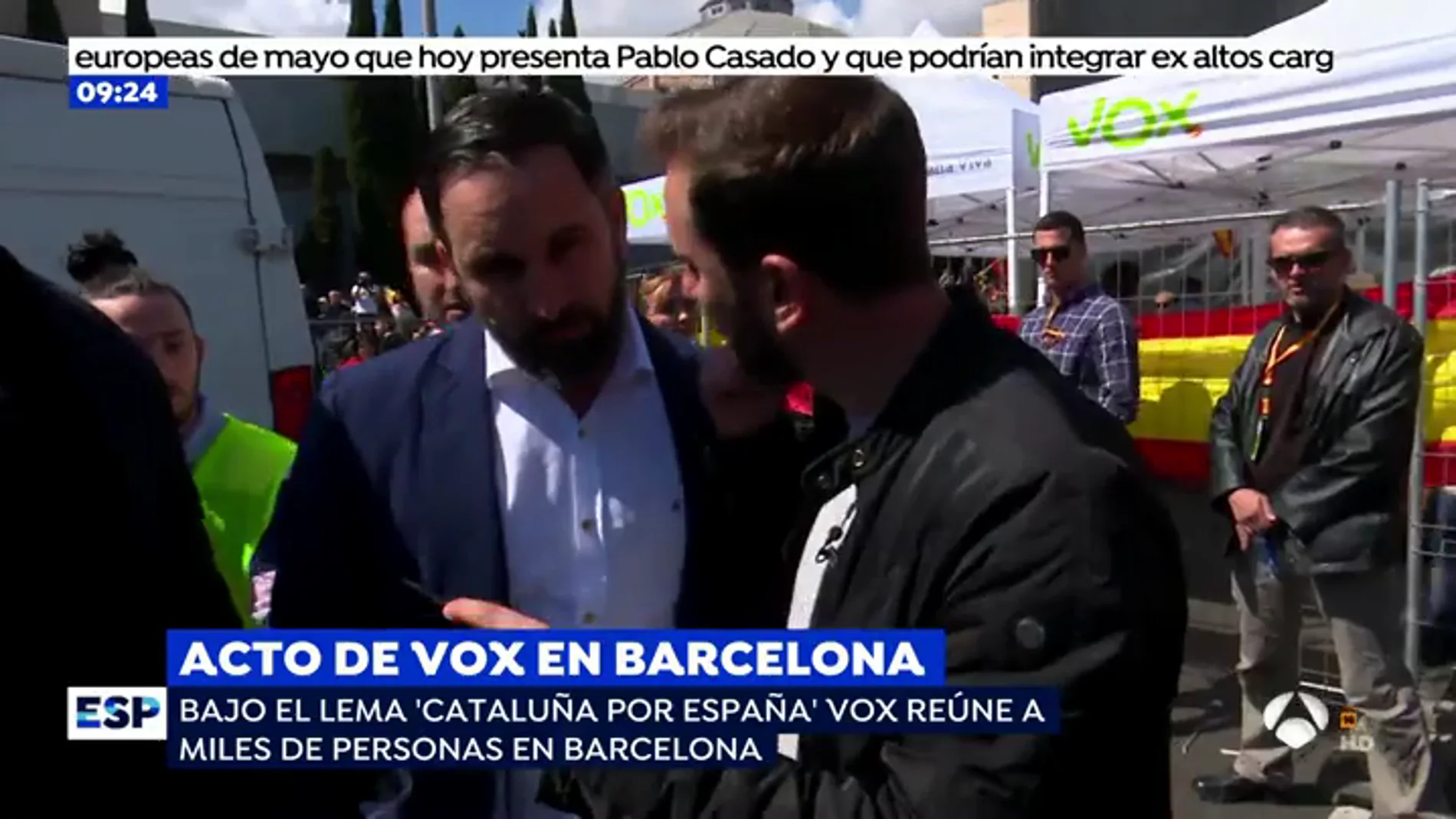 Santiago Abascal sobre las agresiones contra el acto de Vox en Barcelona: "Es una demostración del odio"