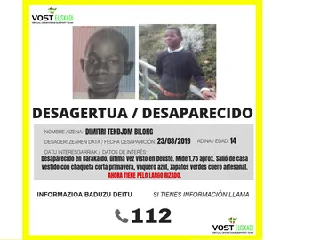 Imagen del menor desaparecido Imagen del menor desaparecido