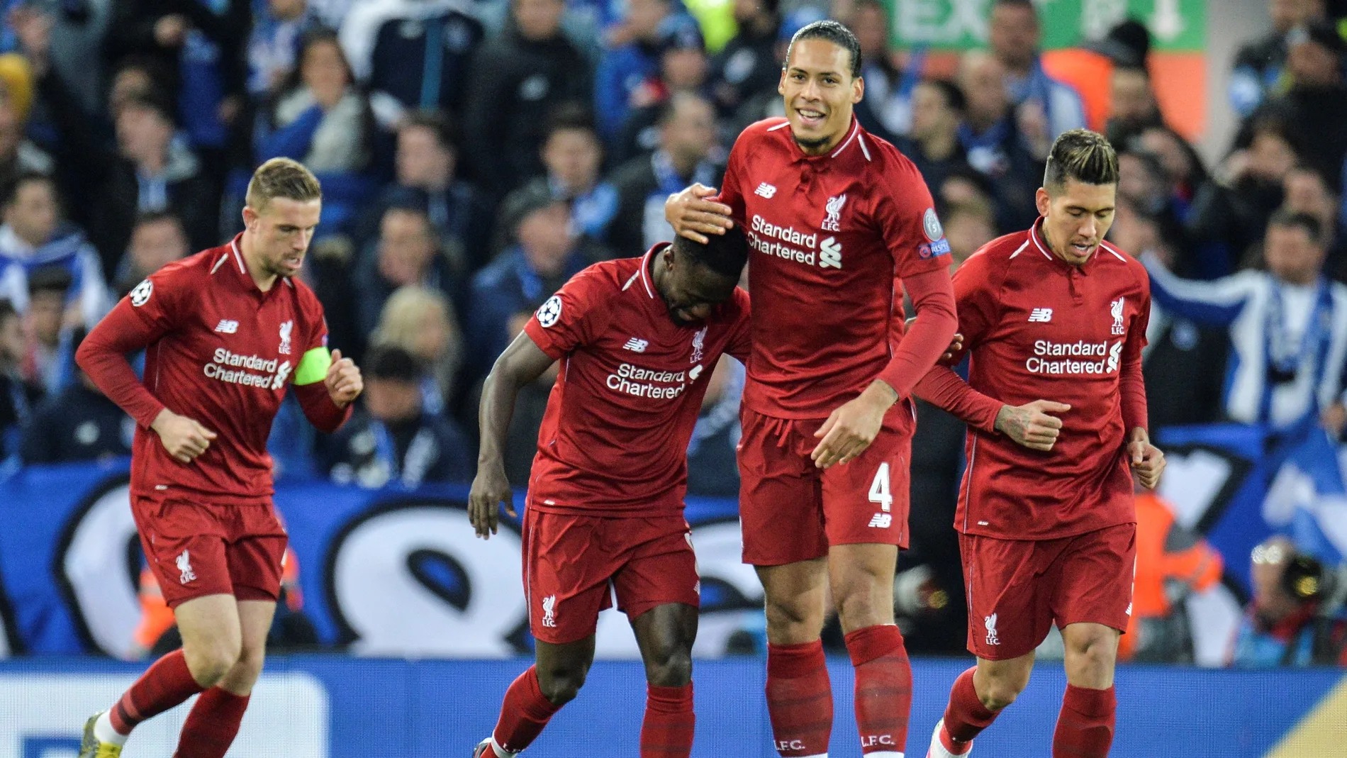 Los jugadores del Liverpool celebran un gol ante el Oporto Los jugadores del Liverpool celebran un gol ante el Oporto