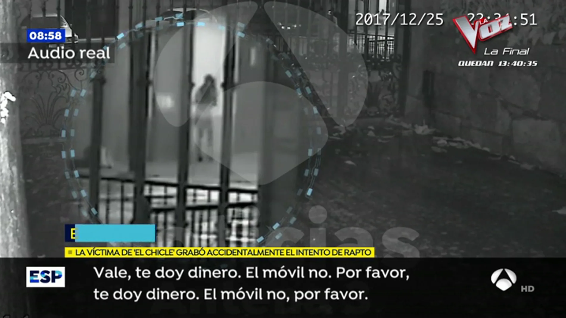  Espejo Público accede en exclusiva a la grabación del intento de rapto de 'El chcicle' con  las voces reales: "Si sigues gritando, te corto"