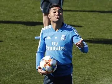 Casemiro, durante un entrenamiento del Real Madrid Casemiro, durante un entrenamiento del Real Madrid