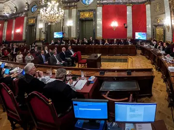 Vista general de la Sala de Plenos del Tribunal Supremo al inicio del juicio del 'procés' Vista general de la Sala de Plenos del Tribunal Supremo al inicio del juicio del 'procés'