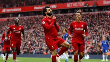 Salah celebra su golazo contra el Chelsea